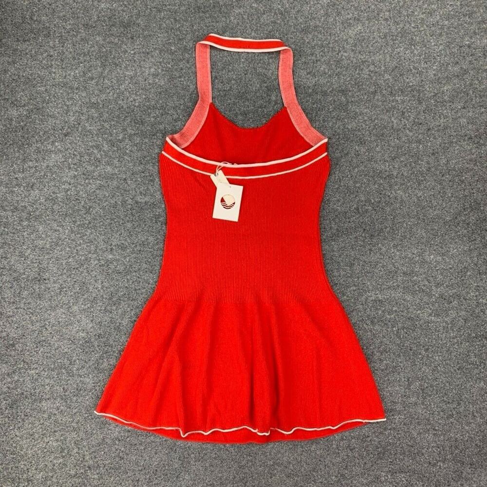 Daily Practice Dress Womens XL Red White Full Speed Halter Mini Anthropologie - Picture 8 of 16